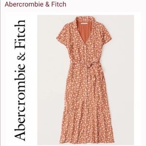 Abercrombie Orange Floral Dress Size L